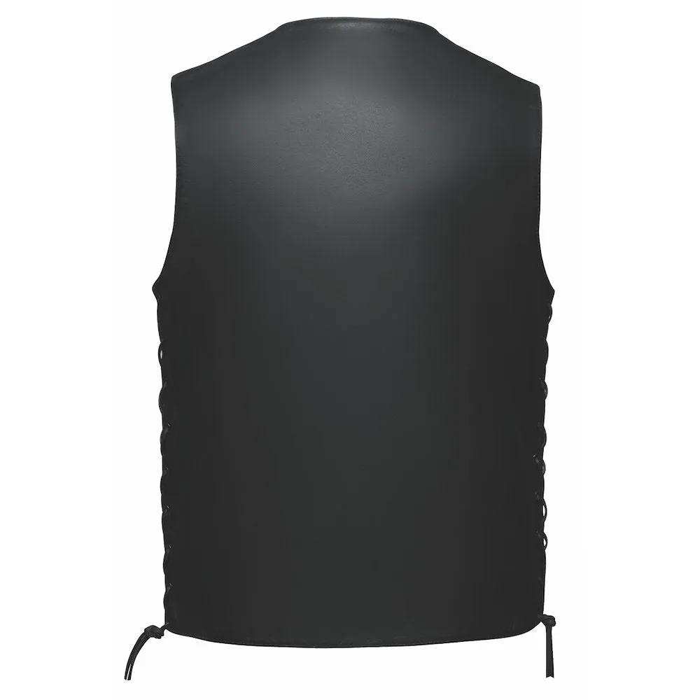 El Paso - Mens 10-Pocket Leather Vest - Unik Just for Bikers - Flyclothing LLC