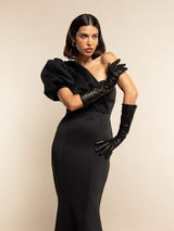 Elena (black) - Italian silk lined 8-button length leather opera gloves - Leather Gloves Online - Flyclothing LLC