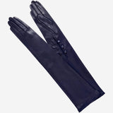 Elena (navy) - Italian silk lined 16-button length leather opera gloves - Leather Gloves Online - Flyclothing LLC