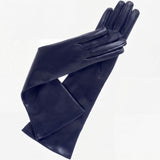 Elena (navy) - Italian silk lined 8-button length leather opera gloves - Leather Gloves Online - Flyclothing LLC