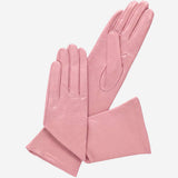 Elena (pink) - Italian silk lined 6-button length leather opera gloves