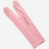 Elena (pink) - Italian silk lined 12-button length leather opera gloves - Leather Gloves Online - Flyclothing LLC