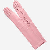Elena (pink) - Italian silk lined 16-button length leather opera gloves
