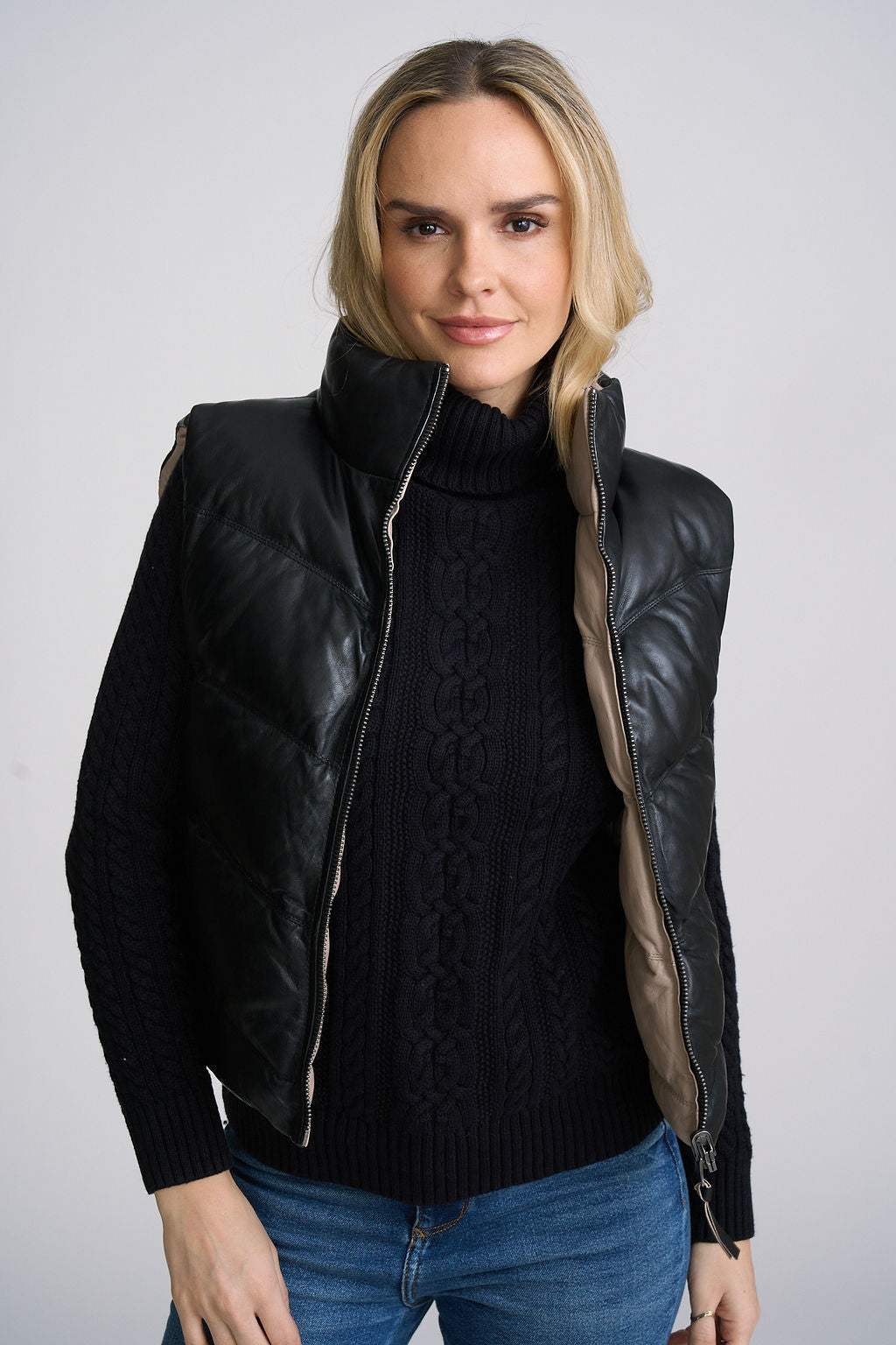 Ellen OS Leather Vest - Reversible - mauritiusleather - Flyclothing LLC