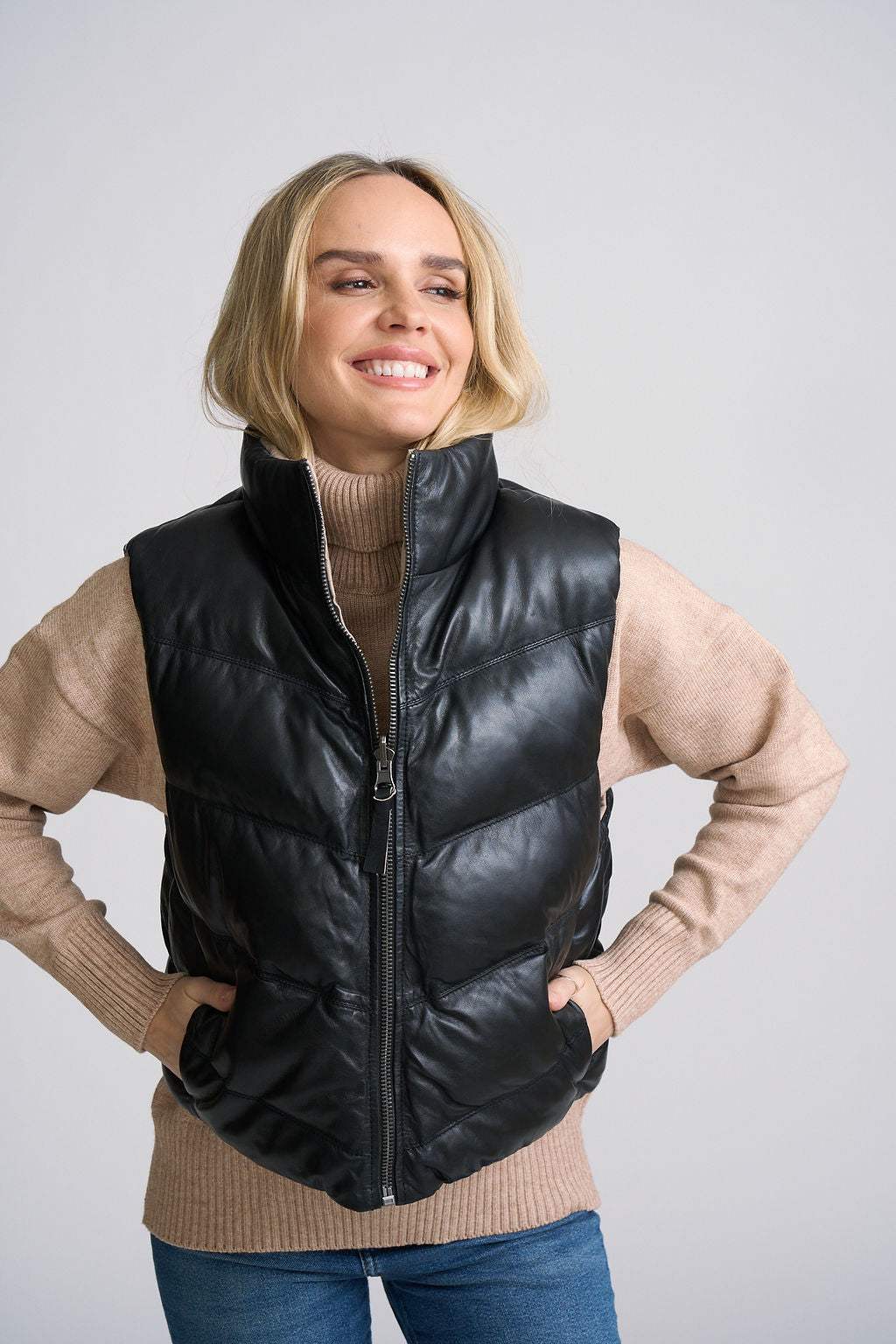 Ellen OS Leather Vest - Reversible - mauritiusleather - Flyclothing LLC