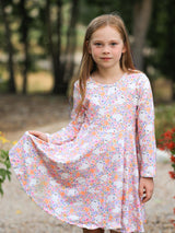 Halloween Ghost Print Girls Twirl Dress Long Sleeve - Rylee Faith Designs - Flyclothing LLC