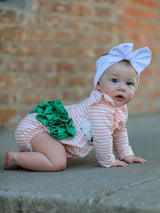 Christmas Tree Smocked Embroidery Stripe Baby Girls Romper - Rylee Faith Designs - Flyclothing LLC