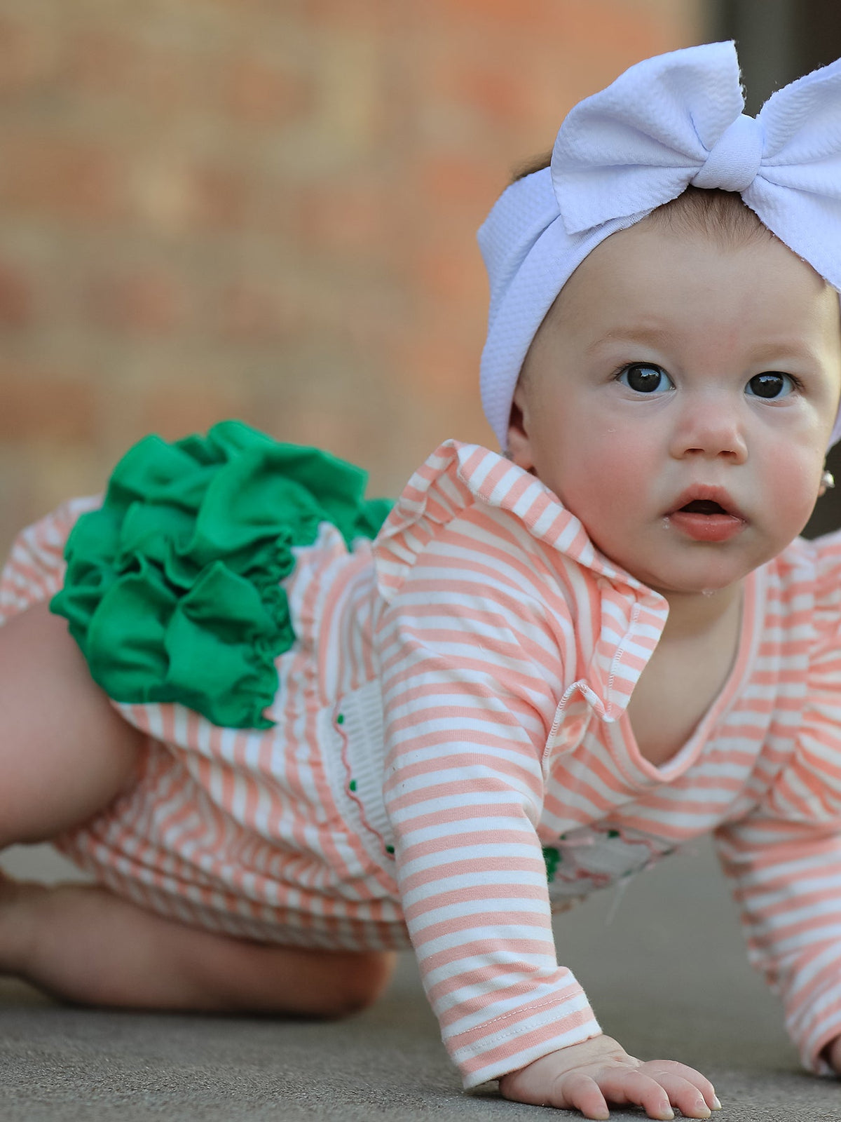Christmas Tree Smocked Embroidery Stripe Baby Girls Romper - Rylee Faith Designs - Flyclothing LLC