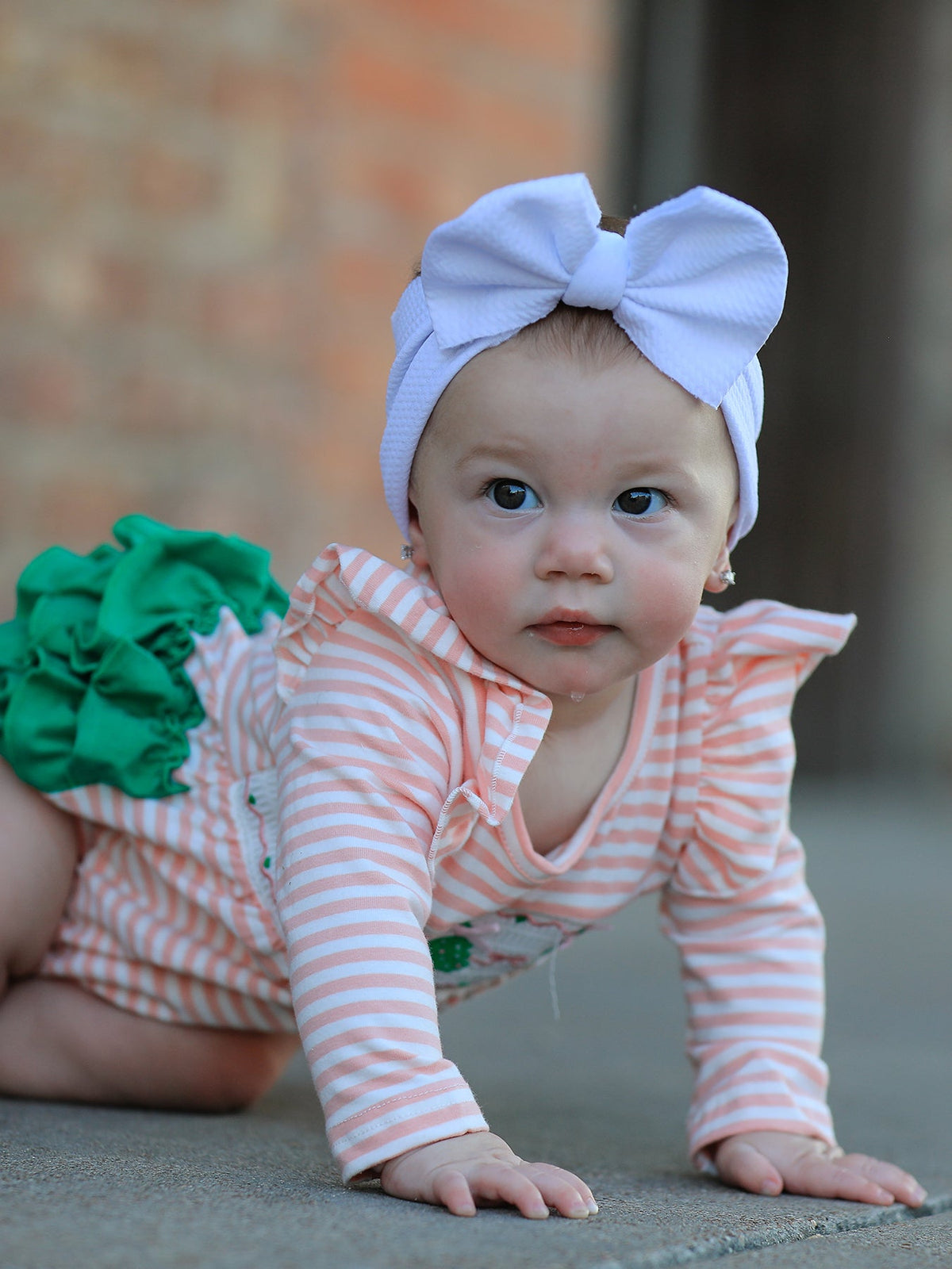 Christmas Tree Smocked Embroidery Stripe Baby Girls Romper - Rylee Faith Designs - Flyclothing LLC