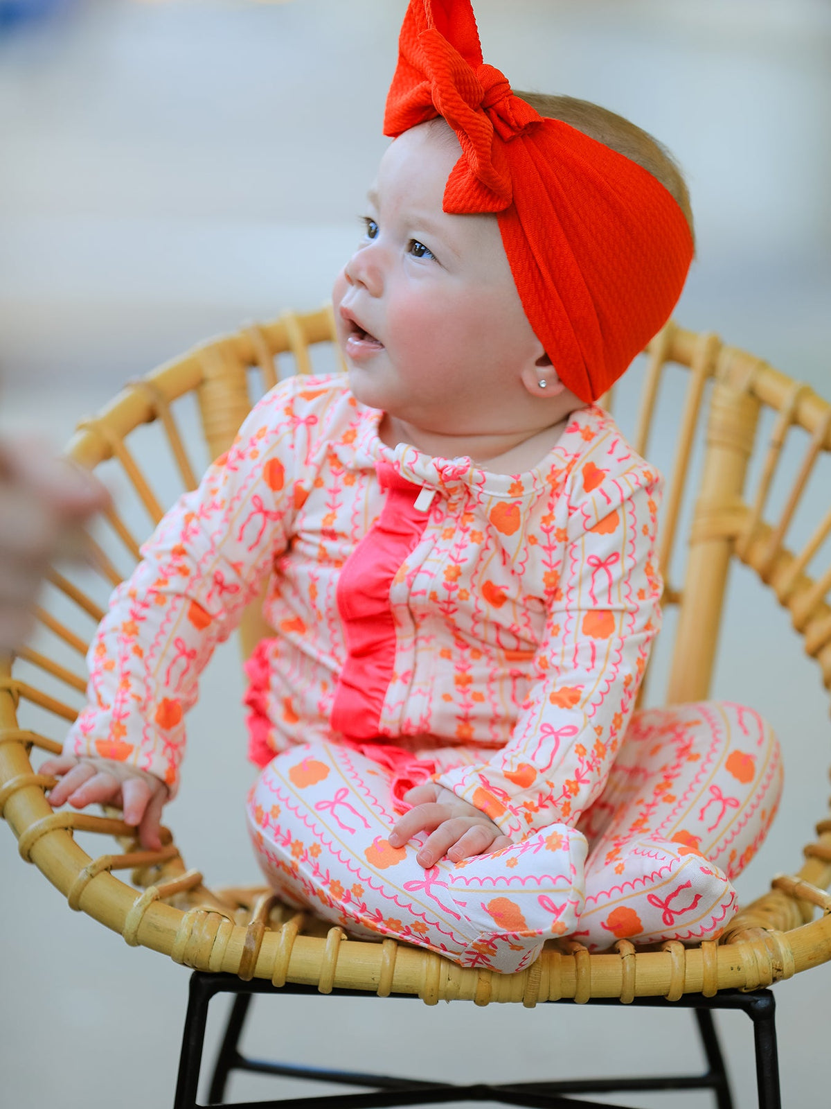 Halloween Thanksgiving Pumpkin Bow Baby Sleeper - Rylee Faith Designs - Flyclothing LLC