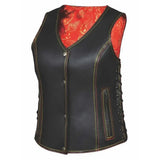 Ember - Ladies Red & Gold Paisley Liner Vest - Unik Just for Bikers - Flyclothing LLC