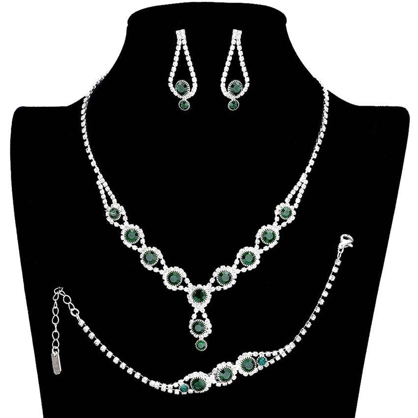 3PCS Rhinestone Bubble Necklace Jewelry Set - Madeline Love - Flyclothing LLC