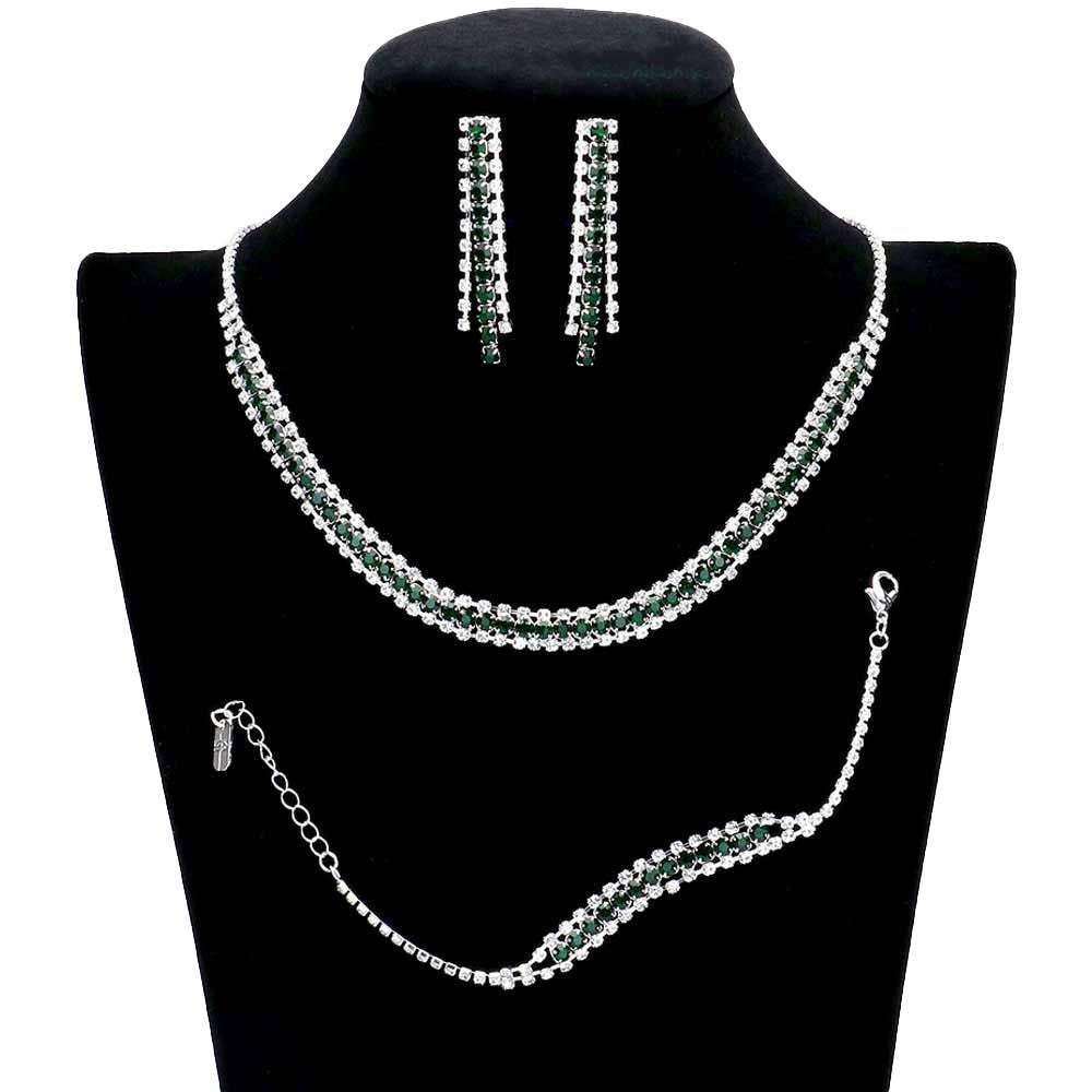 3PCS Rhinestone Necklace Jewelry Set - Madeline Love - Flyclothing LLC