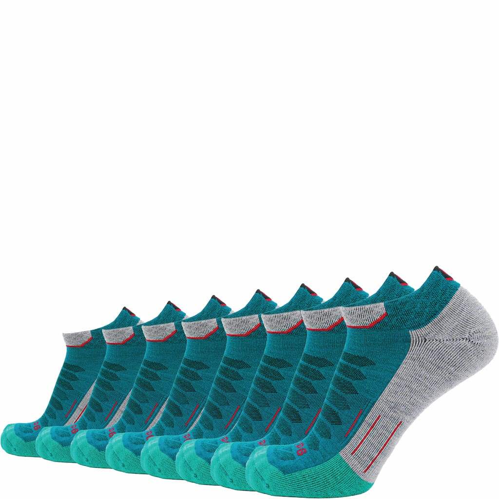 8 Pairs Emerald - Run Ankle Midweight Merino Wool Sock - GRIP6 - Flyclothing LLC