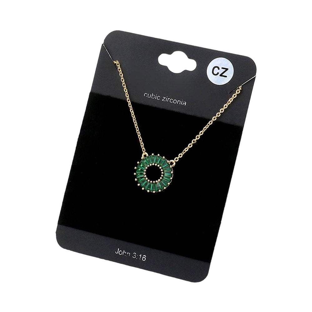 CZ Embellished Open Circle Pendant Necklace - Madeline Love - Flyclothing LLC