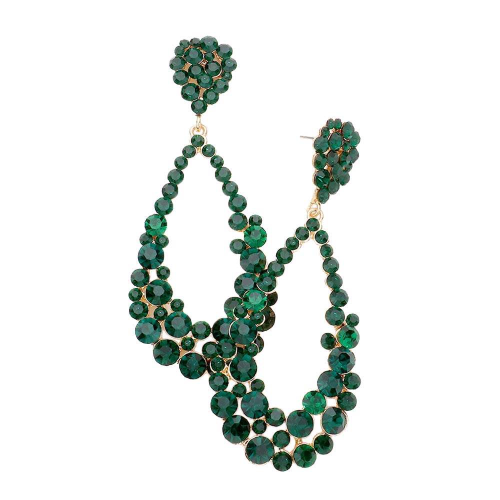 Crystal Bubble Cluster Teardrop Evening Earrings - Madeline Love - Flyclothing LLC