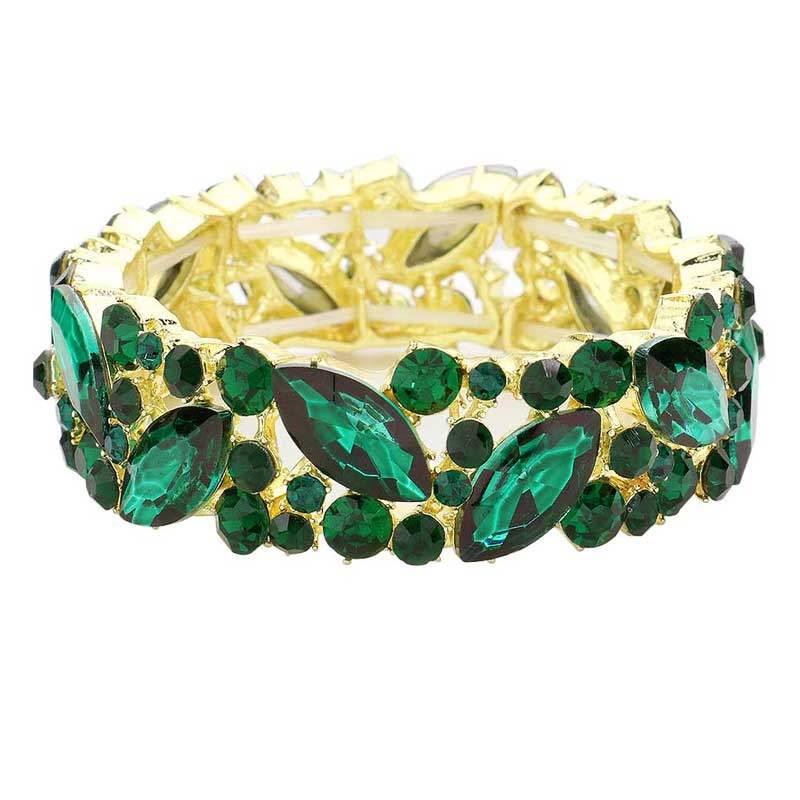 Crystal Glass Marquise Evening Stretch Bracelet - Madeline Love - Flyclothing LLC