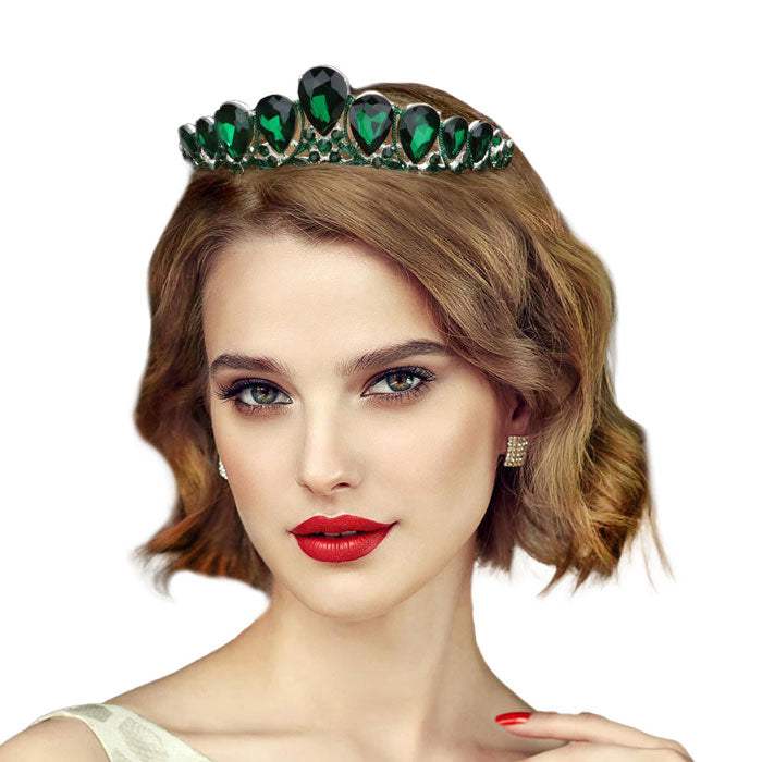 Crystal Glass Teardrop Cluster Princess Tiara - Madeline Love - Flyclothing LLC