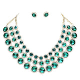 Crystal Pave Trim Round Evening Necklace Earring Set - Madeline Love - Flyclothing LLC