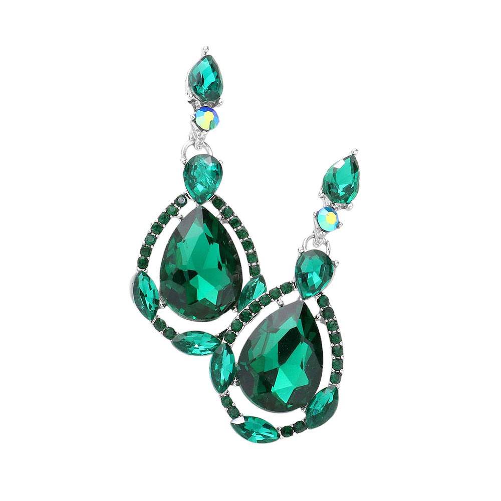Crystal Rhinestone Teardrop Evening Earrings - Madeline Love - Flyclothing LLC