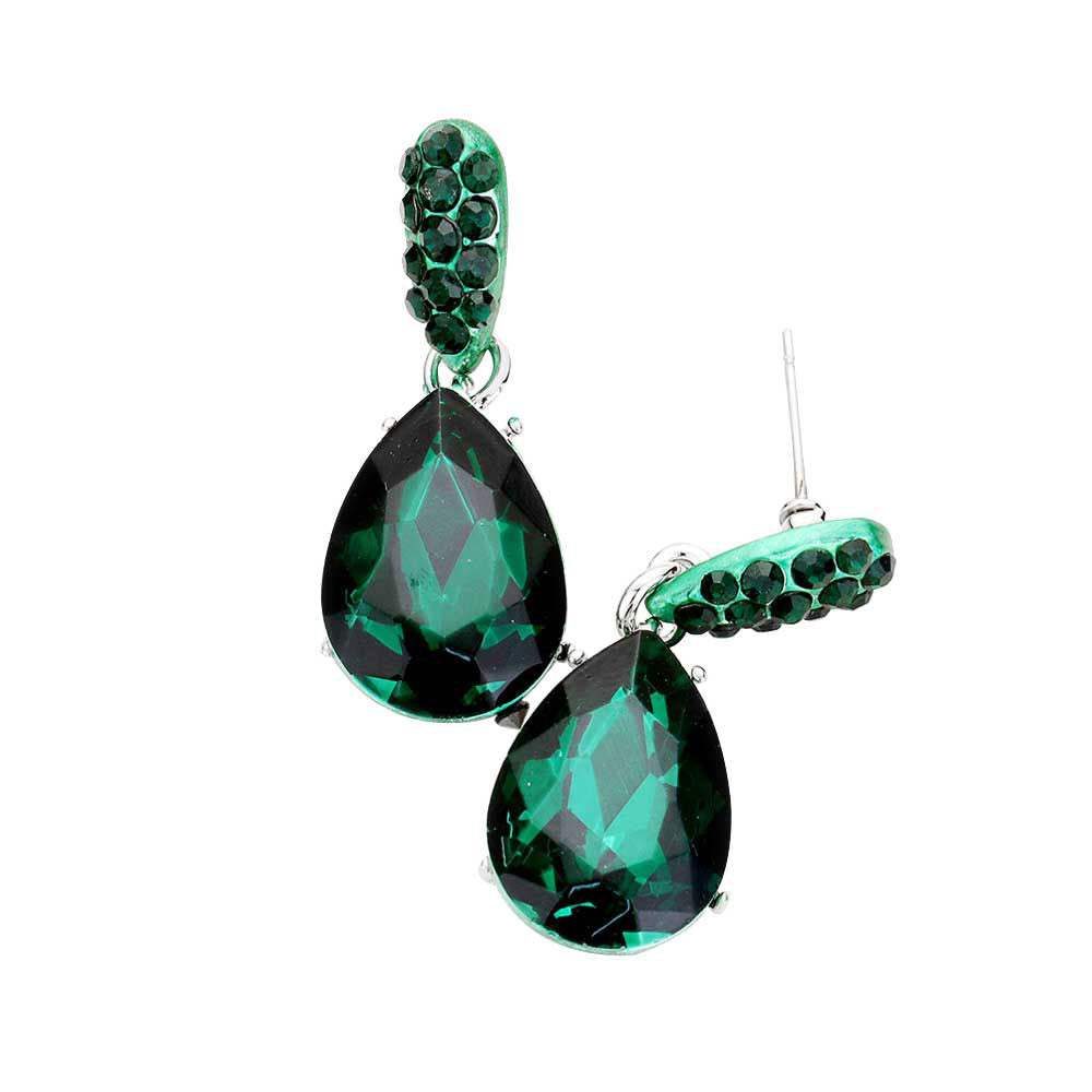 Crystal Teardrop Rhinestone Pave Evening Earrings - Madeline Love - Flyclothing LLC