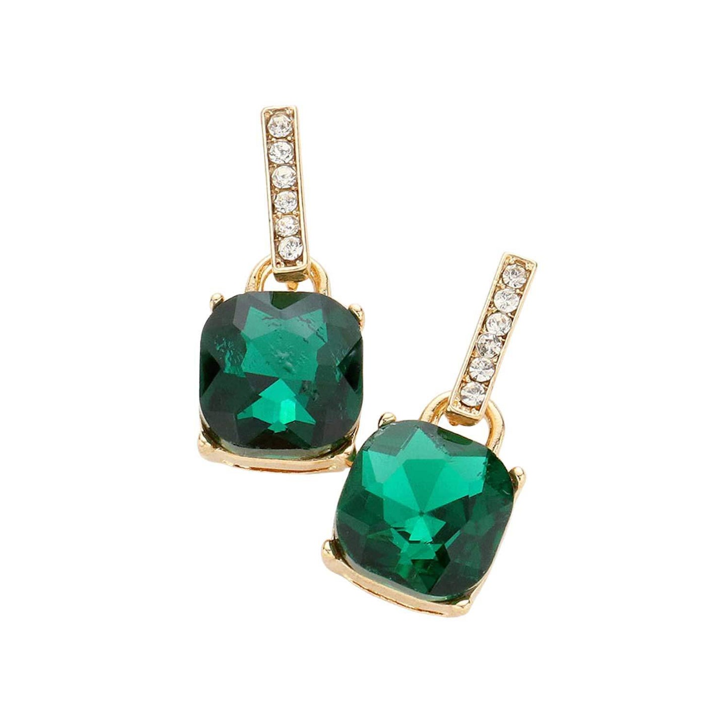 Cushion Square Stone Dangle Evening Earrings - Madeline Love - Flyclothing LLC