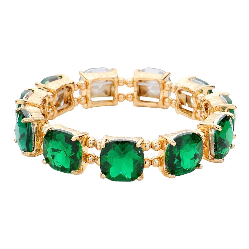 Cushion Square Stone Stretch Evening Bracelet - Madeline Love - Flyclothing LLC