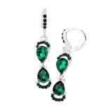 Double Teardrop Stone Link Dangle Lever Back Evening Earrings - Madeline Love - Flyclothing LLC