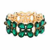 Floral Teardrop Glass Crystal Stretch Evening Bracelet - Madeline Love - Flyclothing LLC