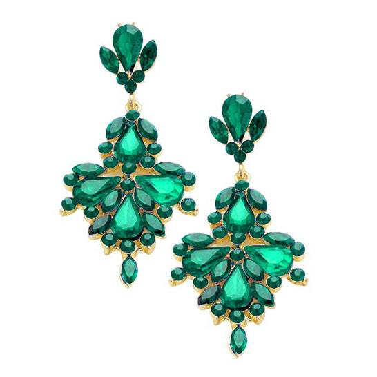 Glass Crystal Statement Evening Earrings - Madeline Love - Flyclothing LLC