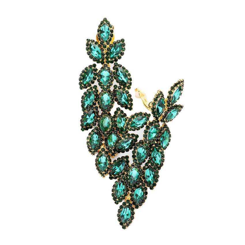 Marquise Crystal Oval Cluster Vine Clip On Earrings - Madeline Love - Flyclothing LLC