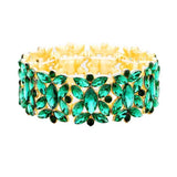 Marquise Floral Oval Crystal Cluster Stretch Evening Bracelet - Madeline Love - Flyclothing LLC