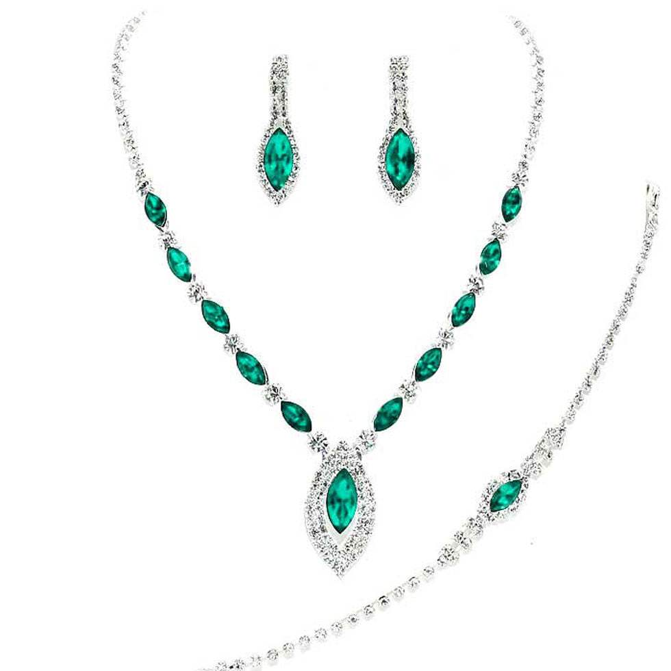 Marquise Rhinestone Necklace Jewelry Set - Madeline Love - Flyclothing LLC