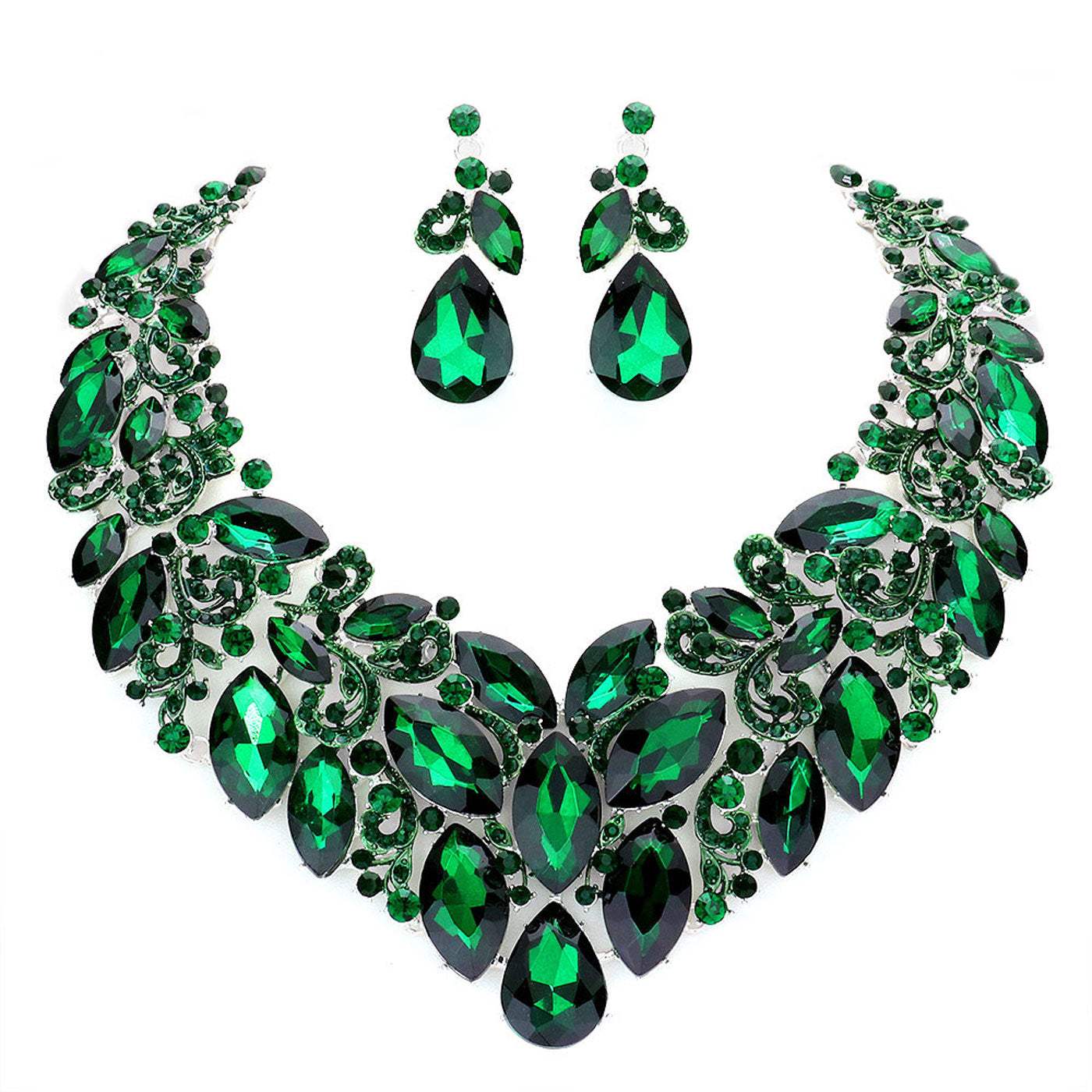 Marquise Stone Cluster Accented Evening Necklace - Madeline Love - Flyclothing LLC