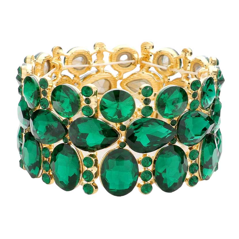 Multi Stone Cluster Evening Stretch Bracelet - Madeline Love - Flyclothing LLC
