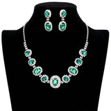 Oval Stone Accented Rhinestone Trimmed Necklace - Madeline Love - Flyclothing LLC
