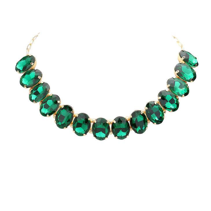 Oval Stone Evening Necklace - Madeline Love - Flyclothing LLC