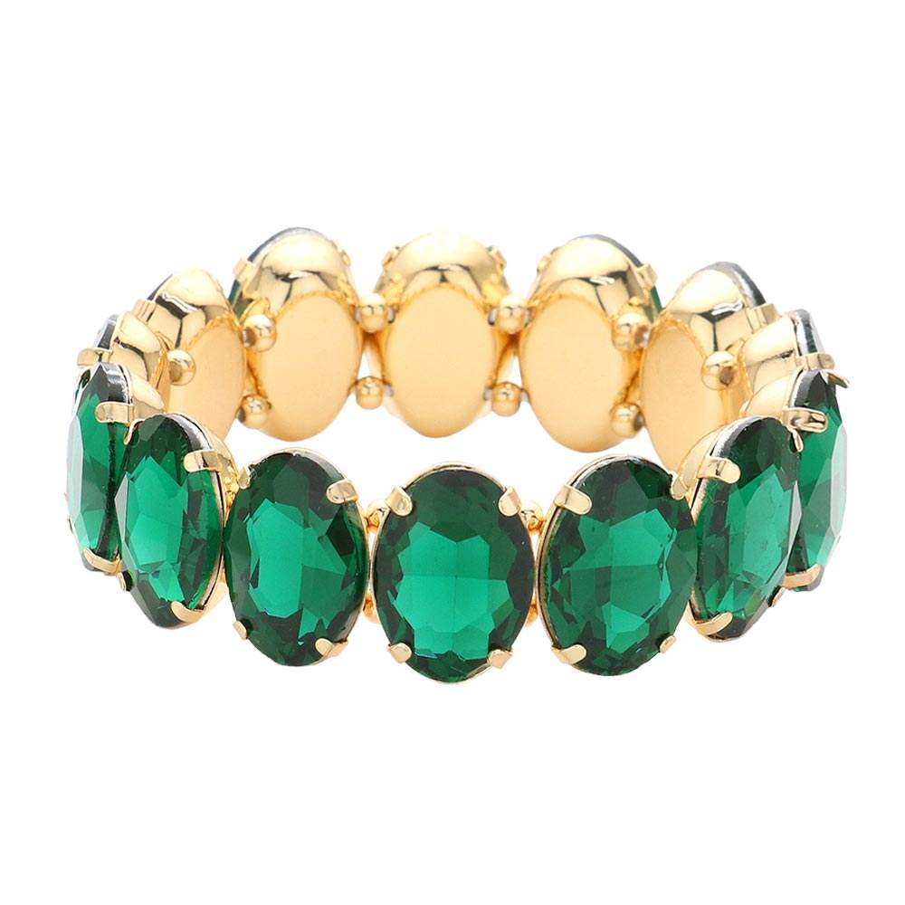 Oval Stone Stretch Evening Bracelet - Madeline Love - Flyclothing LLC