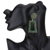 Rhinestone Pave Open Rectangle Dangle Evening Earrings - Madeline Love - Flyclothing LLC