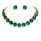 Round Stone Link Evening Necklace Earring Set - Madeline Love - Flyclothing LLC