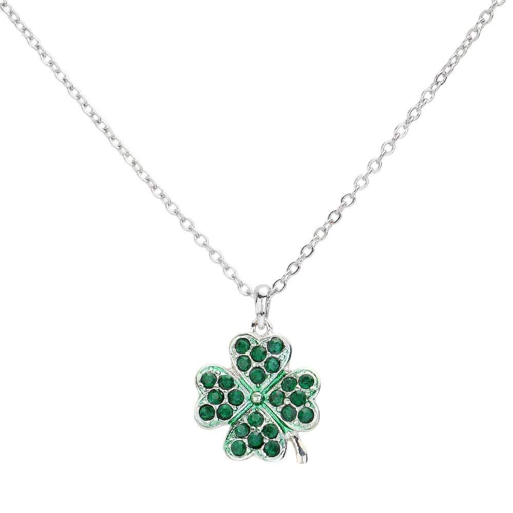 Stone Paved Clover Pendant Necklace - Madeline Love - Flyclothing LLC