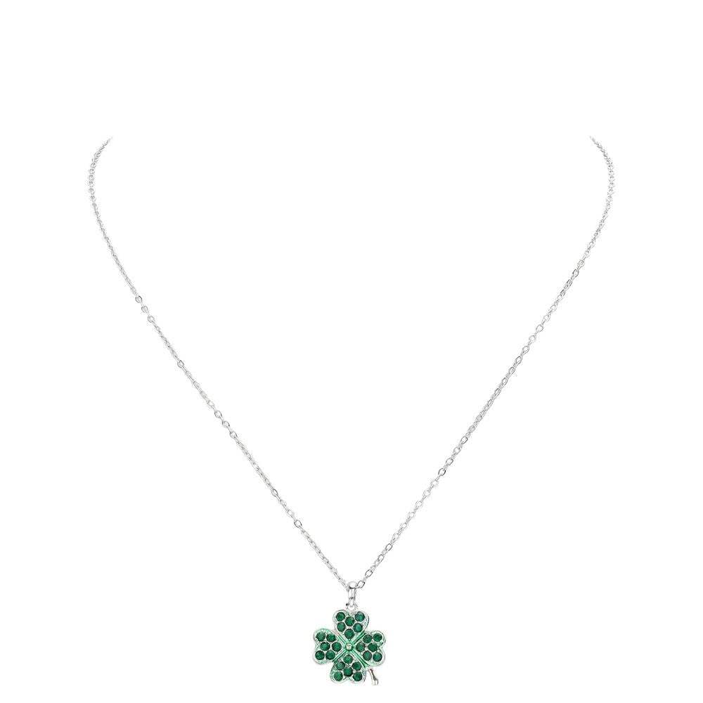 Stone Paved Clover Pendant Necklace - Madeline Love - Flyclothing LLC