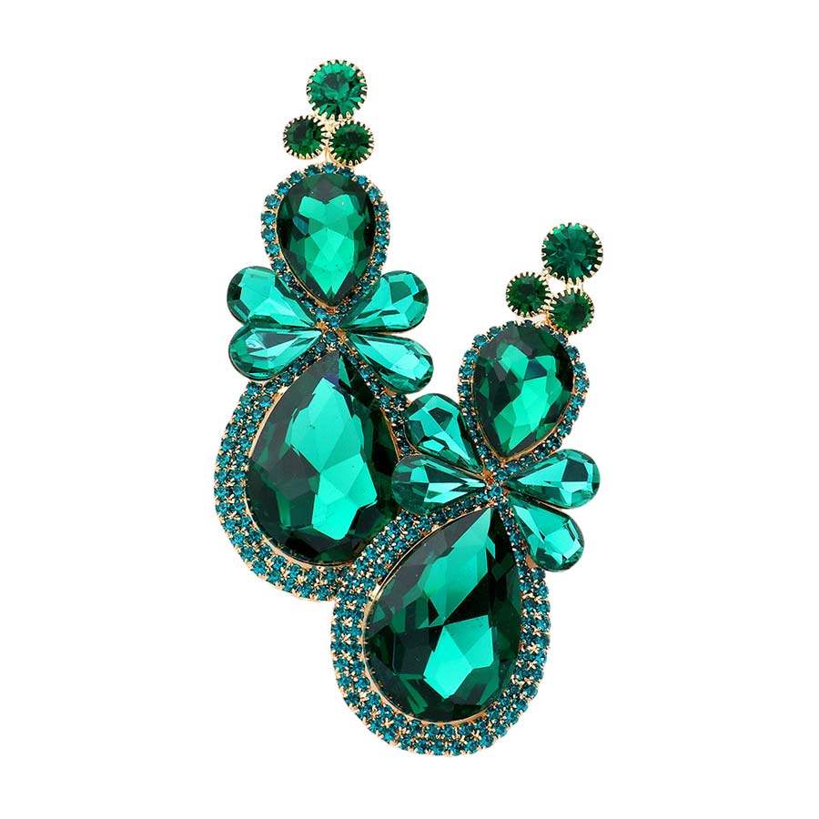 Teardrop Accented Dangle Evening Earrings - Madeline Love - Flyclothing LLC