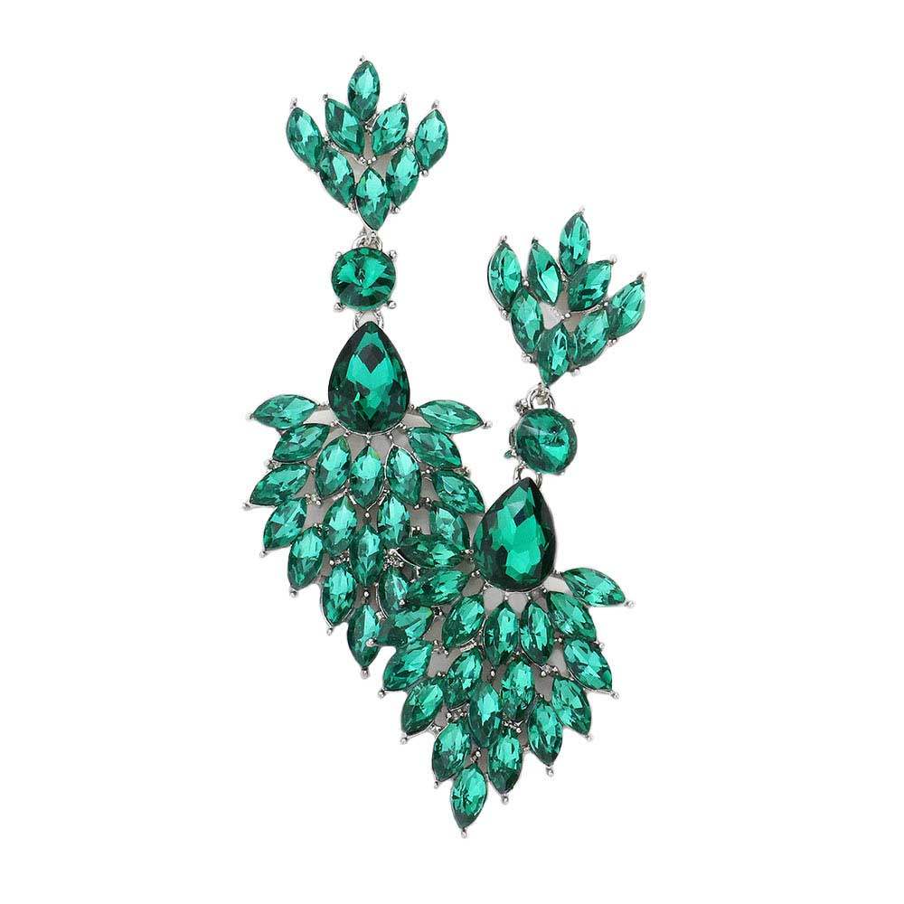 Teardrop Accented Marquise Stone Cluster Evening Earrings - Madeline Love - Flyclothing LLC