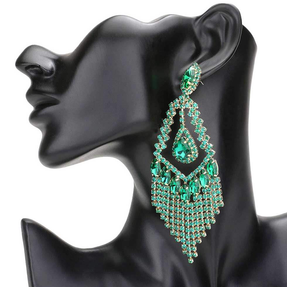 Teardrop Crystal Rhinestone Chandelier Evening Earrings - Madeline Love - Flyclothing LLC