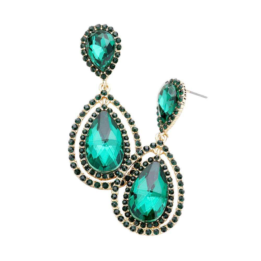 Teardrop Crystal Rhinestone Dangle Evening Earrings - Madeline Love - Flyclothing LLC