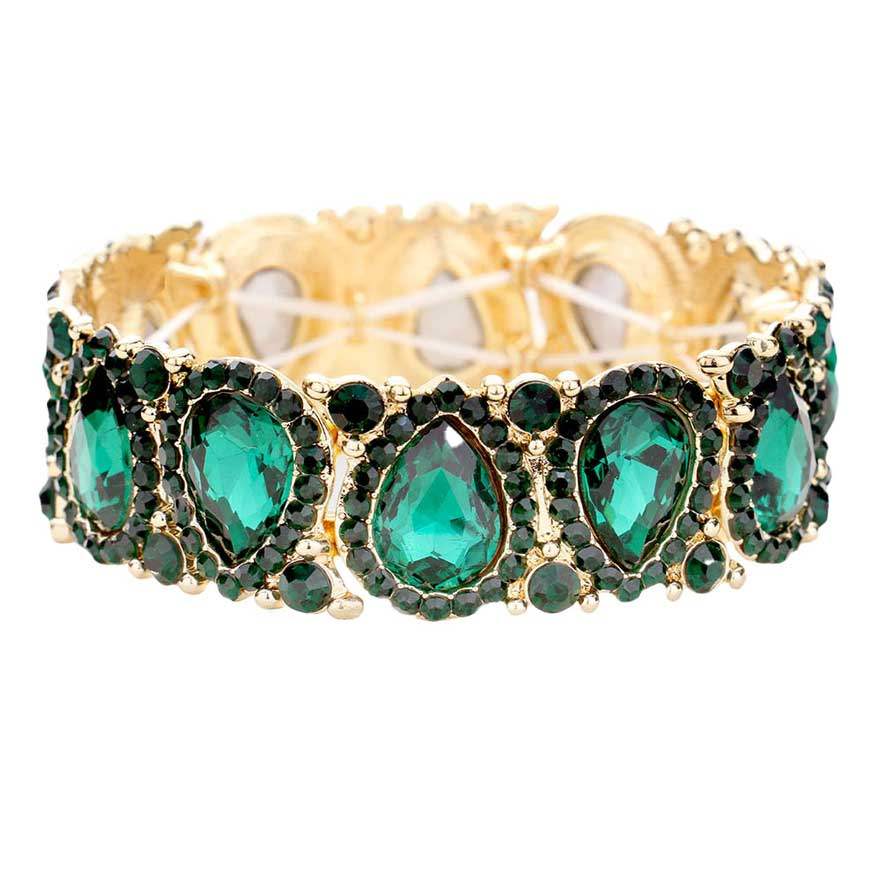 Teardrop Rhinestone Trim Stretch Evening Bracelet - Madeline Love - Flyclothing LLC