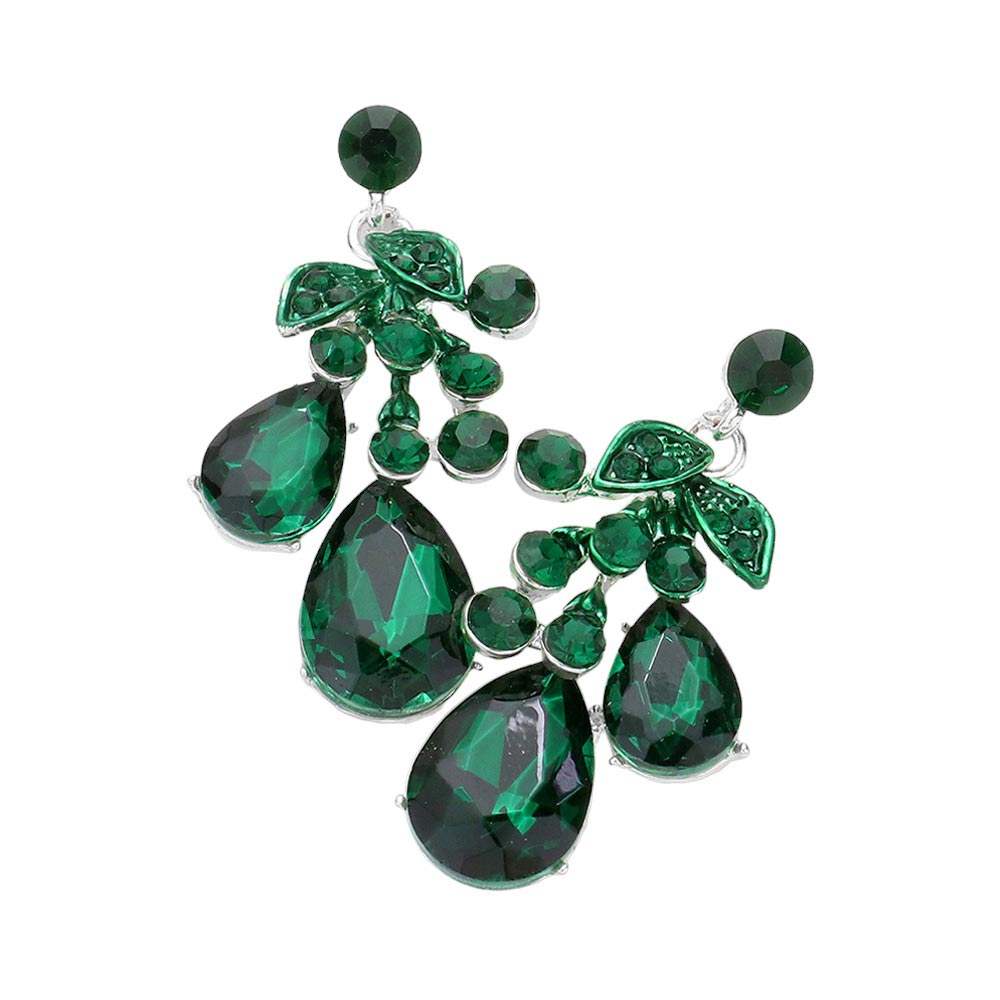 Teardrop Stone Cluster Dangle Evening Earrings - Madeline Love - Flyclothing LLC