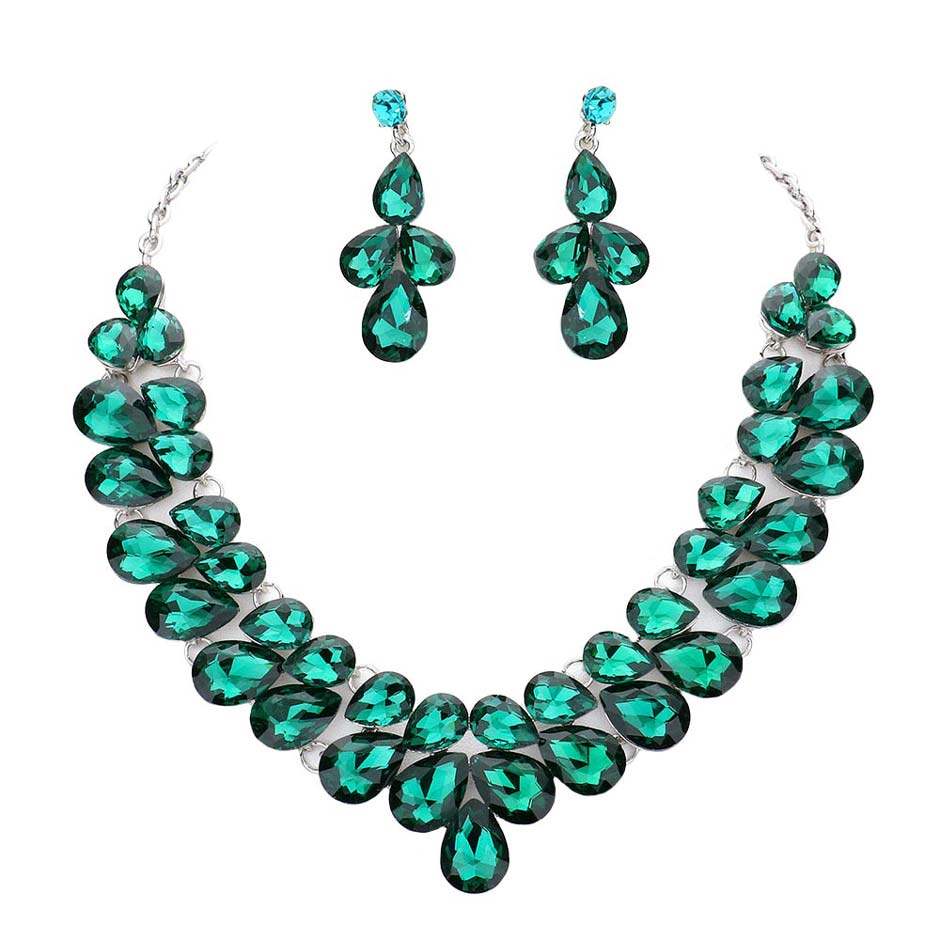 Teardrop Stone Cluster Evening Necklace - Madeline Love - Flyclothing LLC
