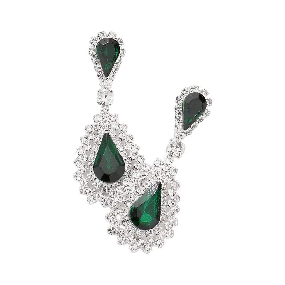 Teardrop Stone Dangle Evening Earrings - Madeline Love - Flyclothing LLC